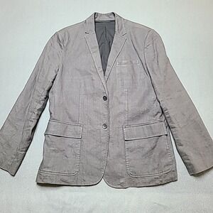 Kenneth Cole Mens Blazer Large 42 Grey Linen Casual Work